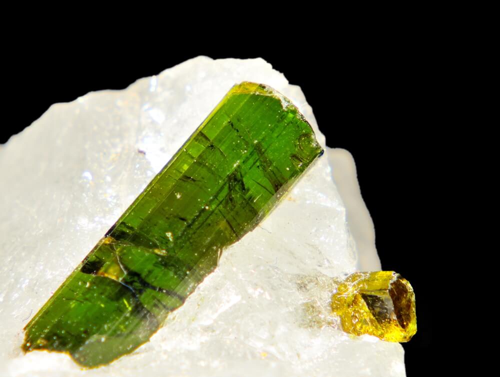 Green and yellow tourmaline gemstones