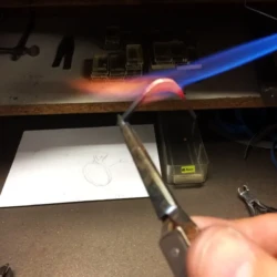 Daniel Jakstas engagement ring soldering process in Engagement Rings in Ermington